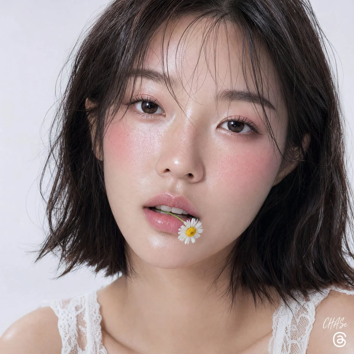 Dewy Beauty Editorial Close-Up with Chamomile