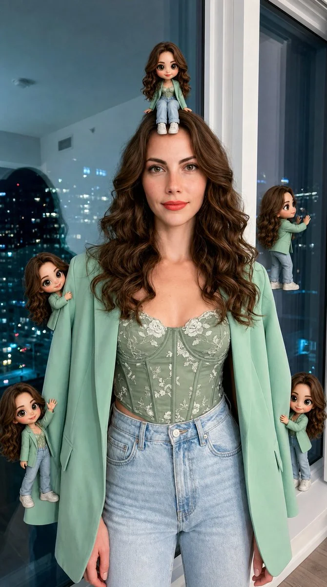 Photoreal Portrait with Mini Chibi Companions