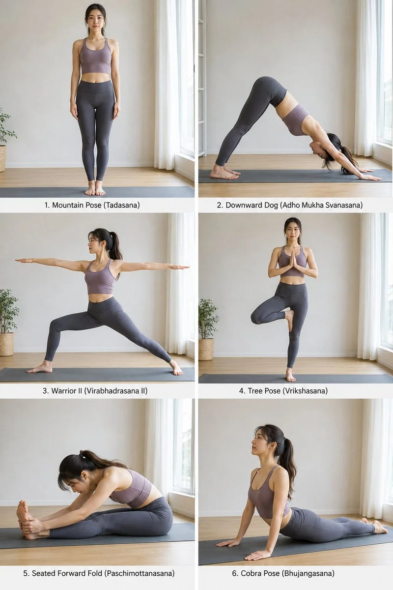 Six-Pose Yoga Lifestyle Grid
