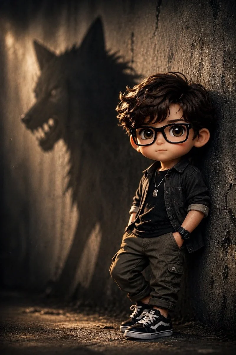 Boy with Wolf-Shadow Alley Portrait