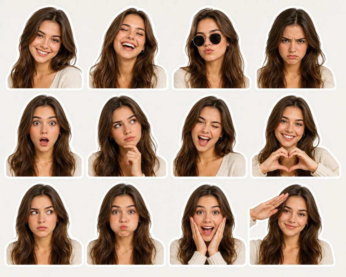 12-Expression Portrait Sticker Sheet