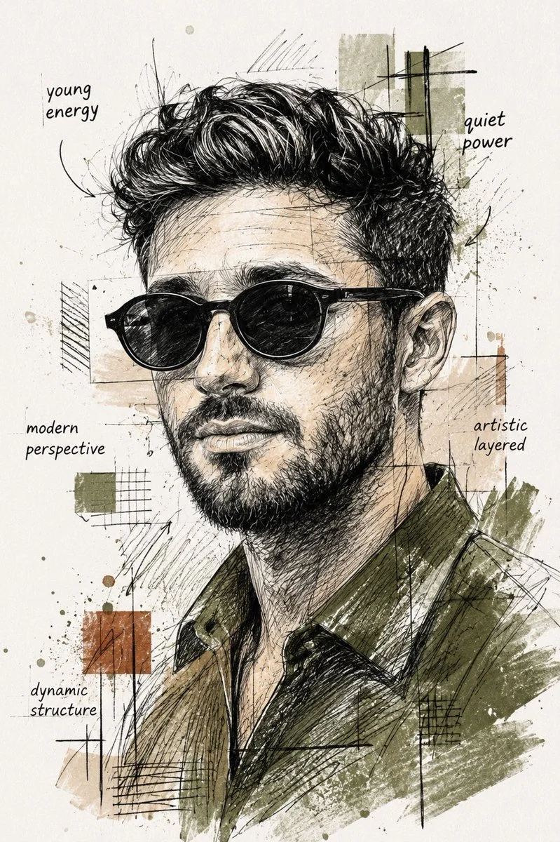 Mixed-Media Sketch Portrait