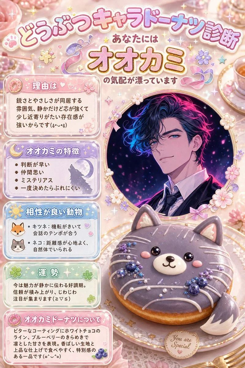Kawaii Animal Donut Diagnosis Infographic