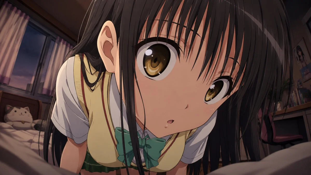 Anime Schoolgirl Bedroom Close-Up