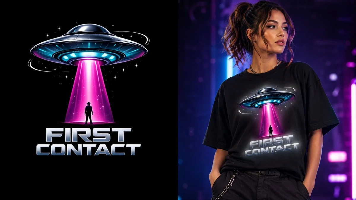 First Contact UFO T-Shirt Graphic