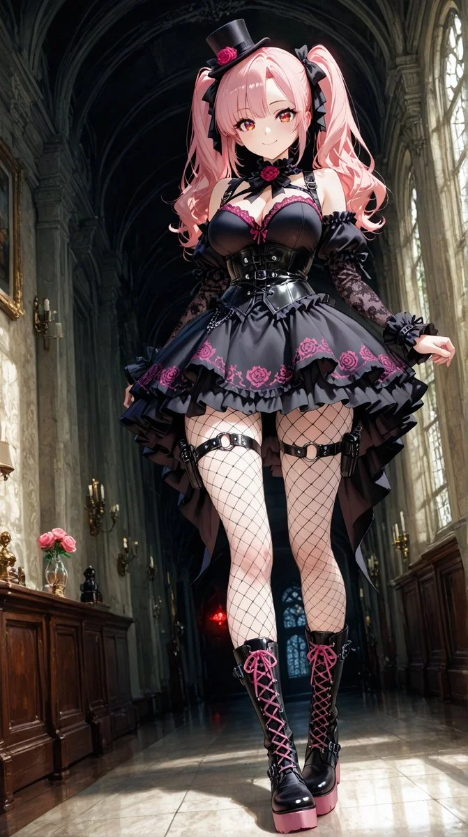 Gothic Lolita Cathedral Anime Illustration
