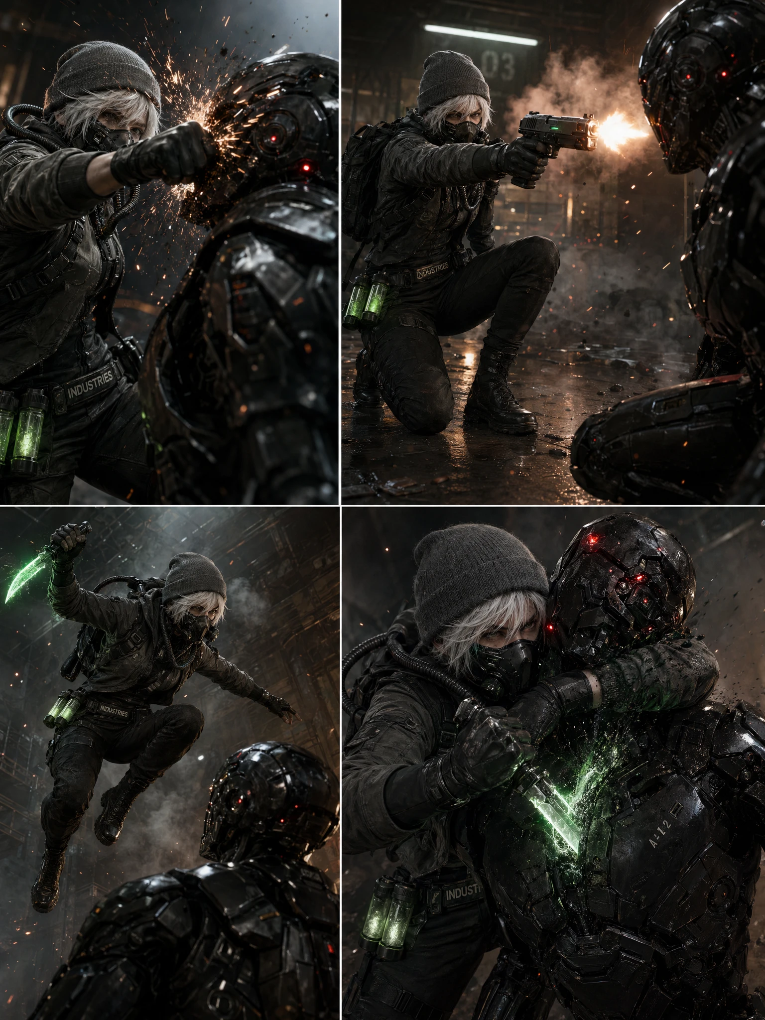 Comic / Storyboard - 2x2 Sci-Fi Combat Action Grid