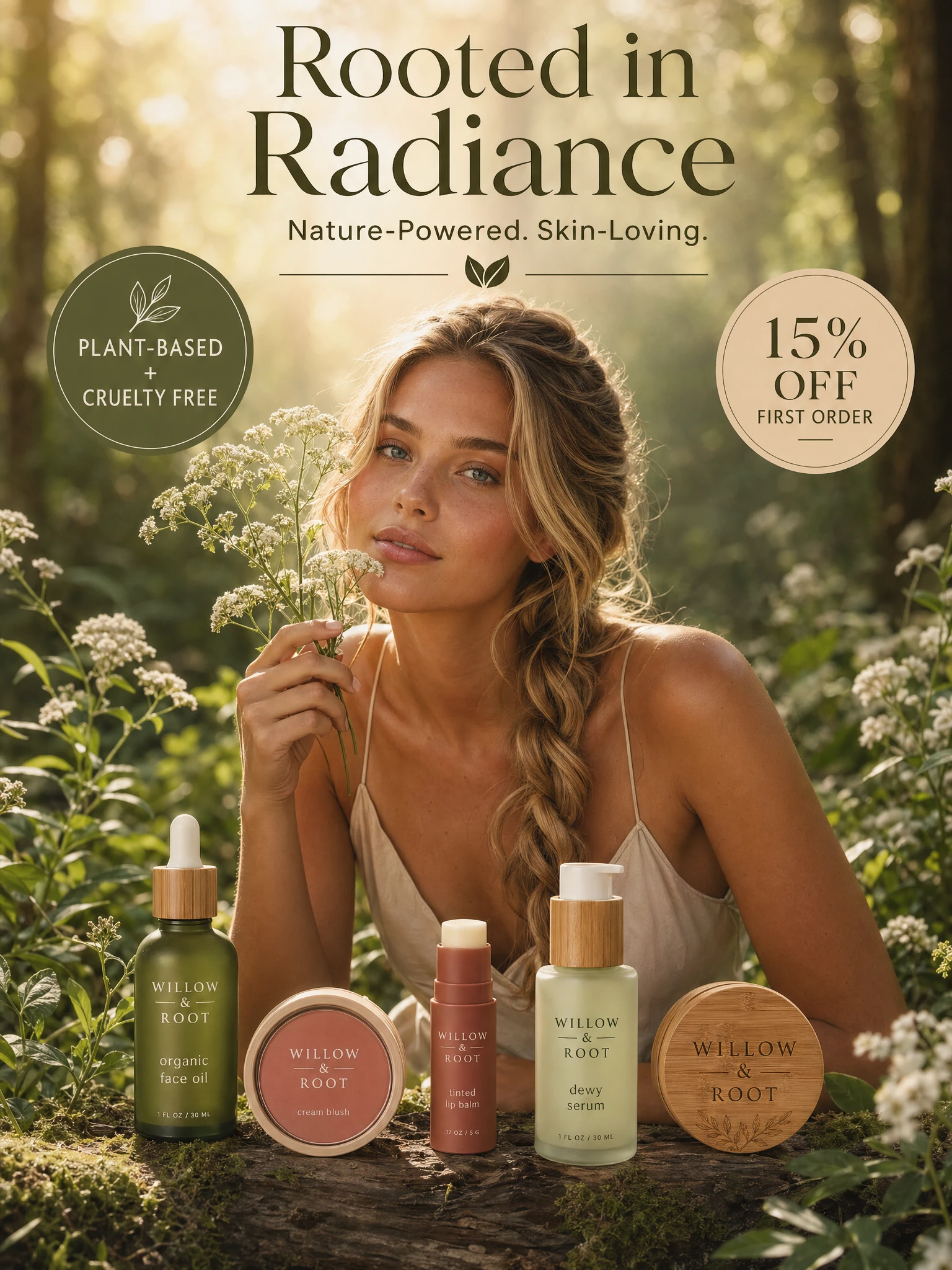 E-commerce Main Image - Luxury Botanical Skincare Forest Ad