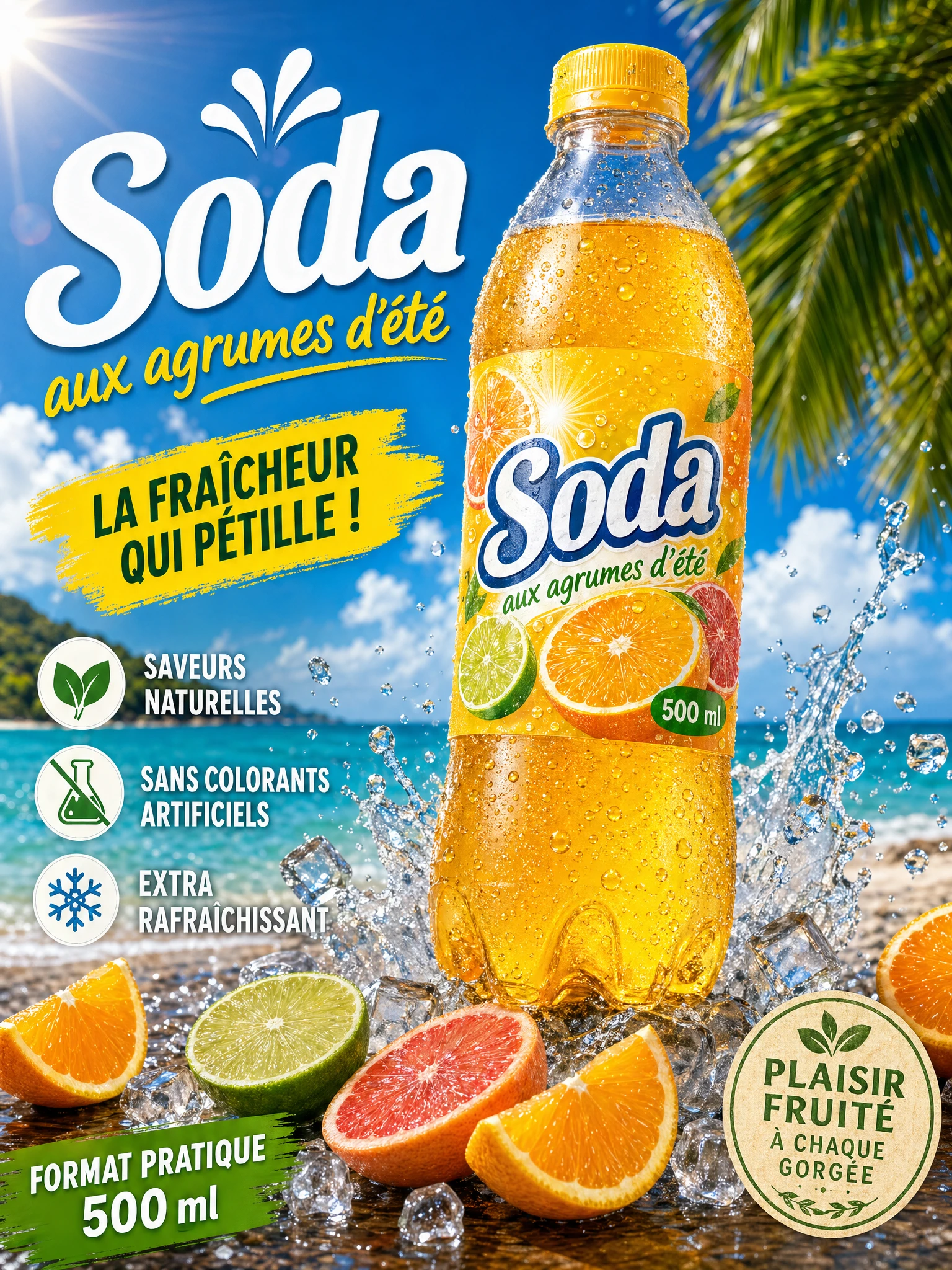 E-commerce Main Image - Tropical Citrus Soda Ad Poster
