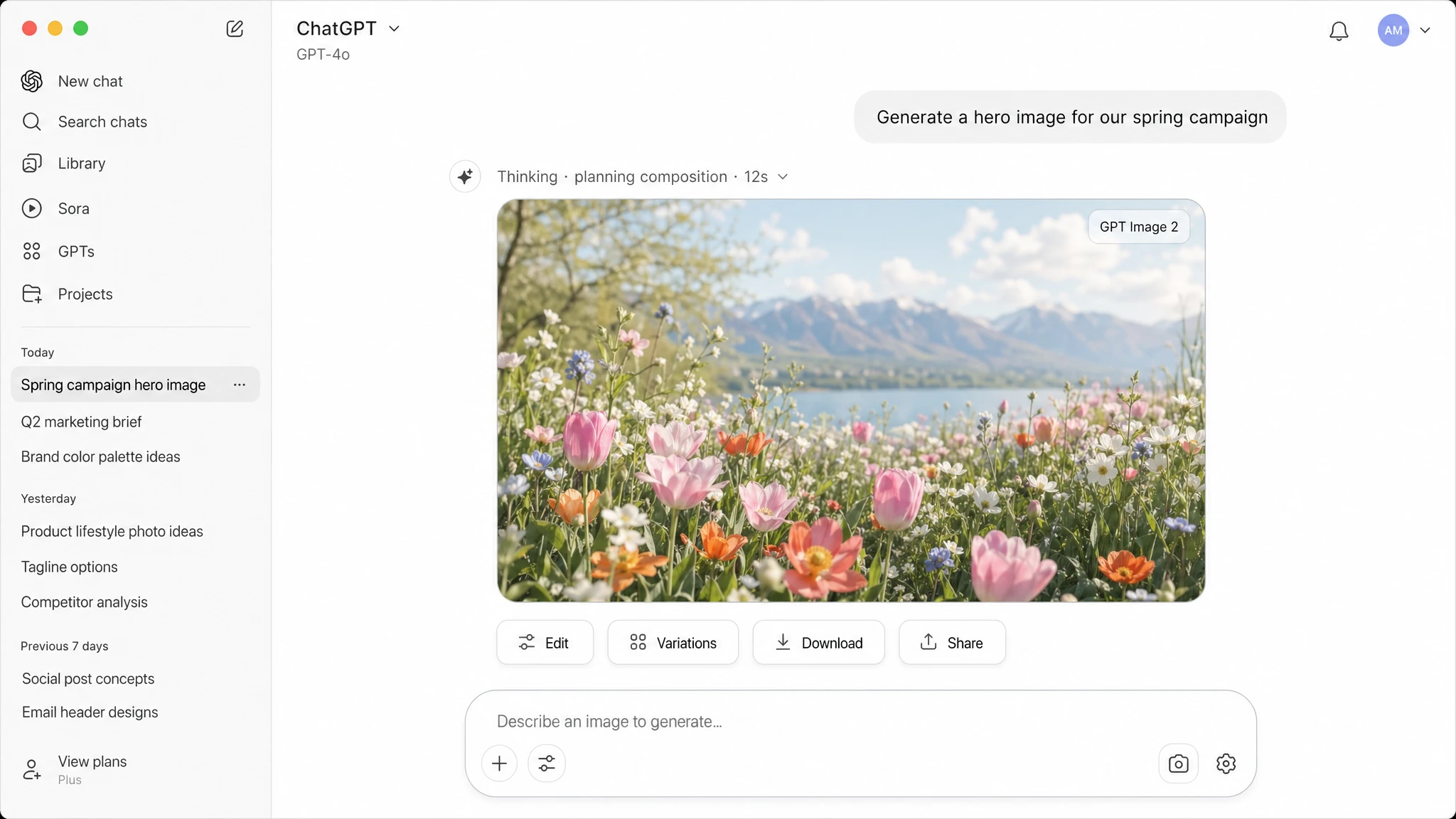GPT Image 2 (ChatGPT Images 2.0) interface in ChatGPT