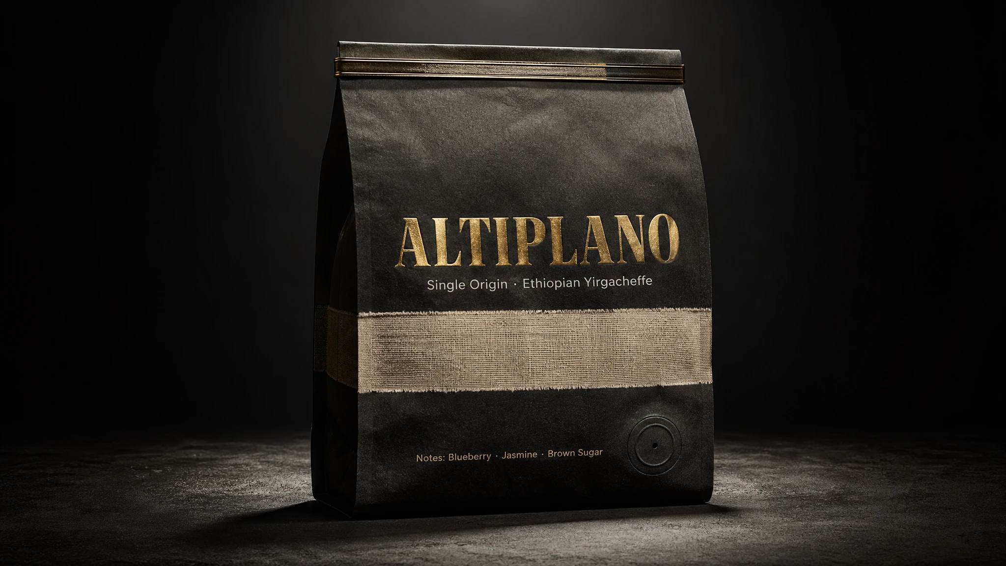 GPT Image 2 packaging mockup — coffee bag with legible brand name, tasting notes, and origin text