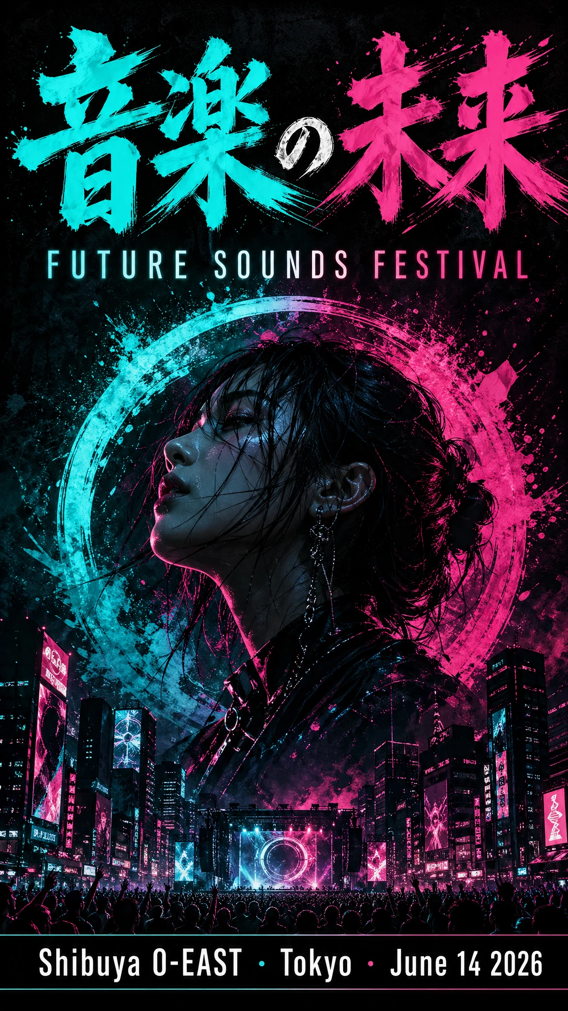 GPT Image 2 rendering a Japanese-and-English music festival poster — head-to-head test image