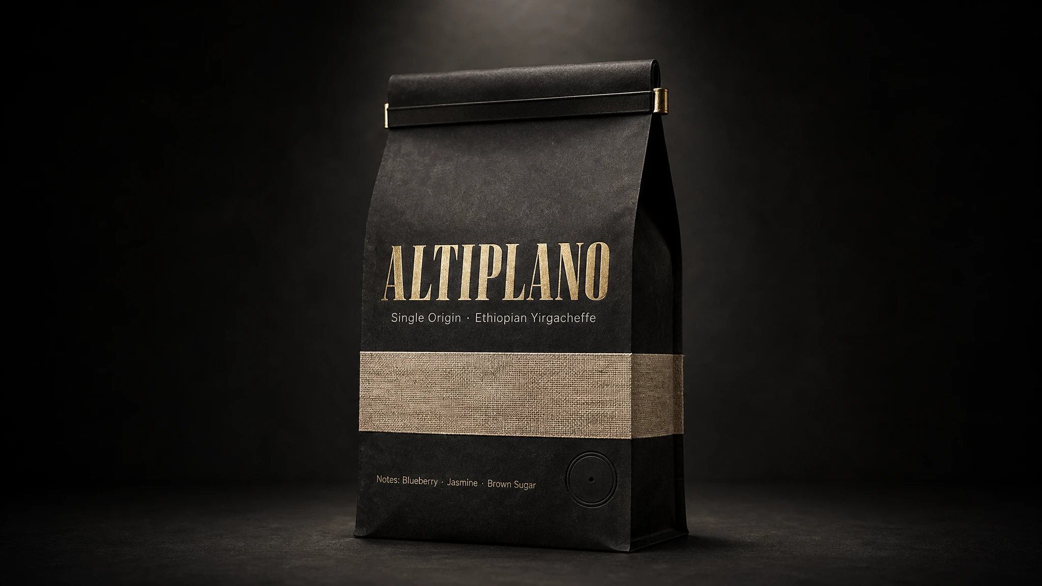 GPT Image 2 specialty coffee bag mockup — legible brand mark, tasting notes, and origin text