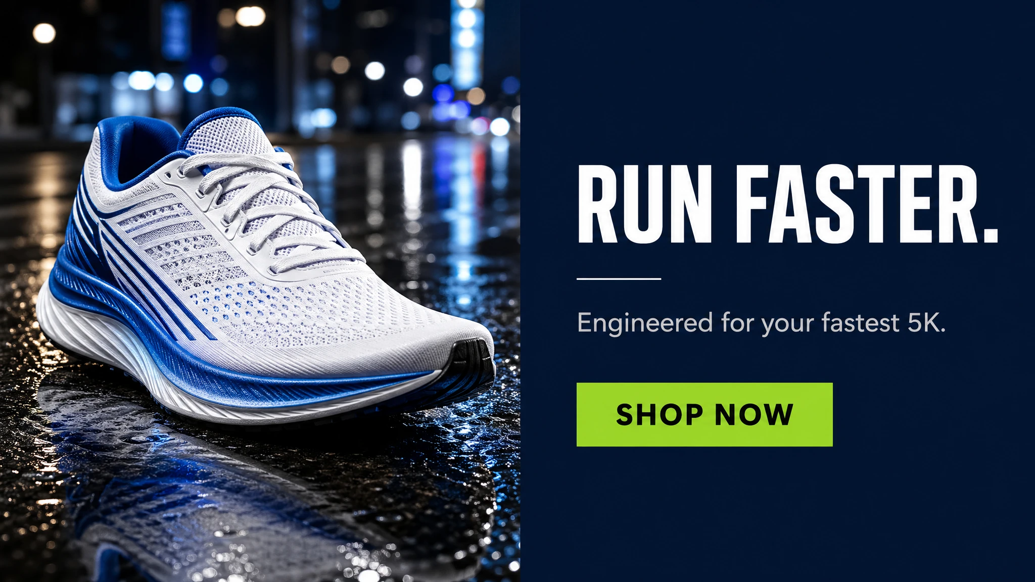 GPT Image 2 social ad creative — split layout, product on left, navy panel with headline and lime CTA on right