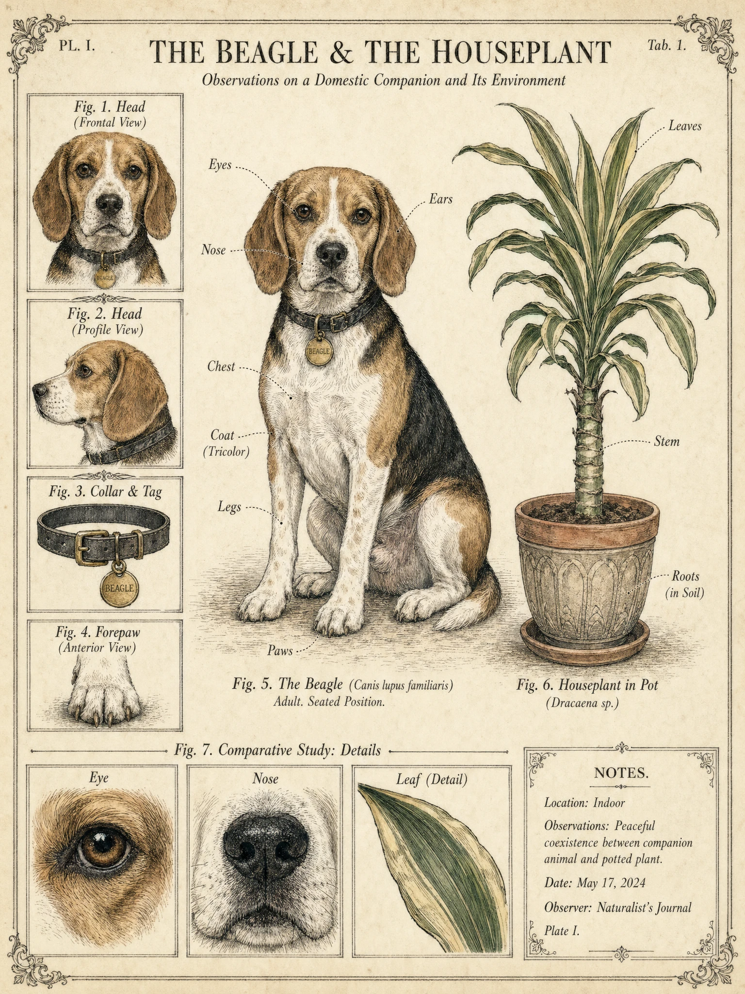 Infographic / Edu Visual - Vintage Beagle Botanical Plate