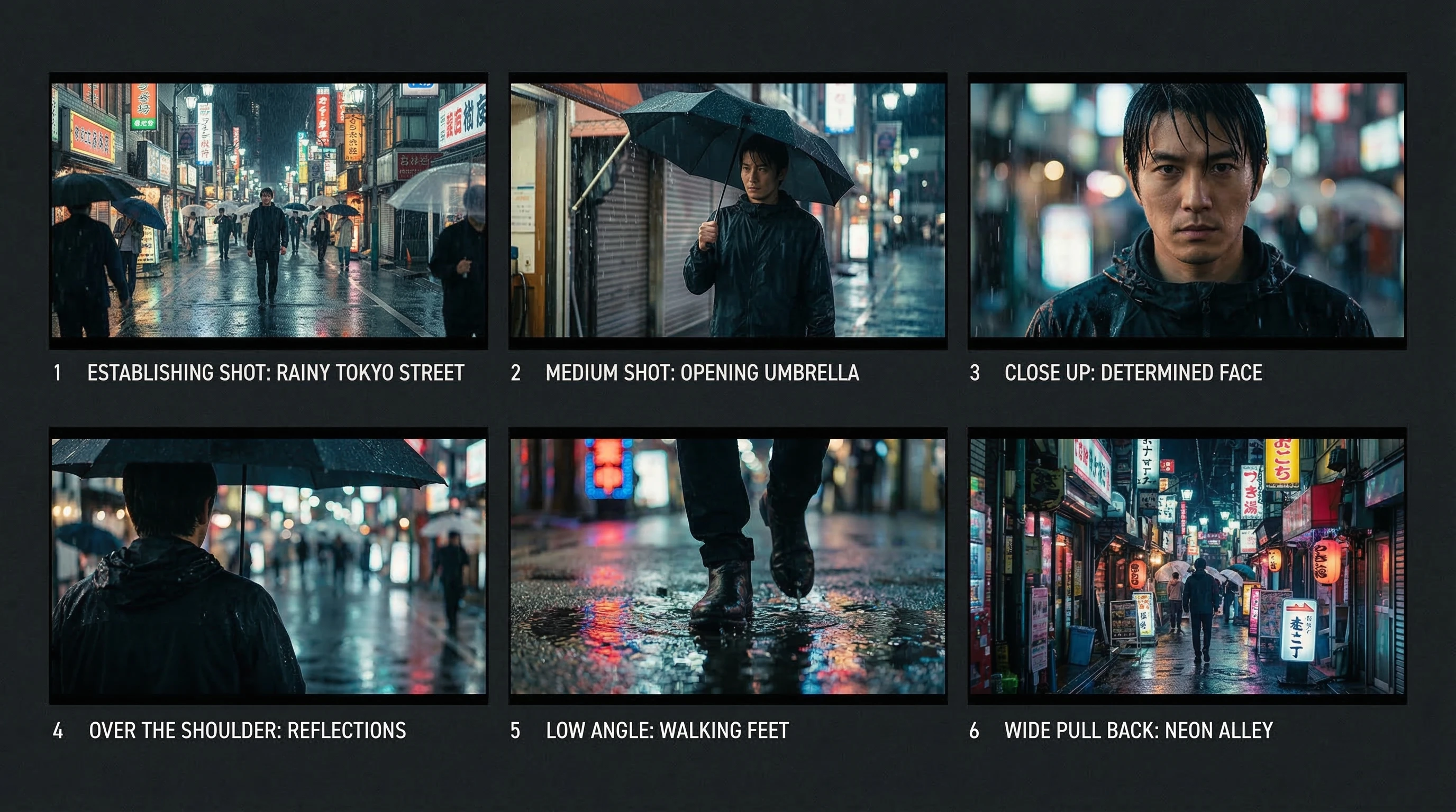 Multi-Shot Storyboards with Up to 6 Camera Cuts