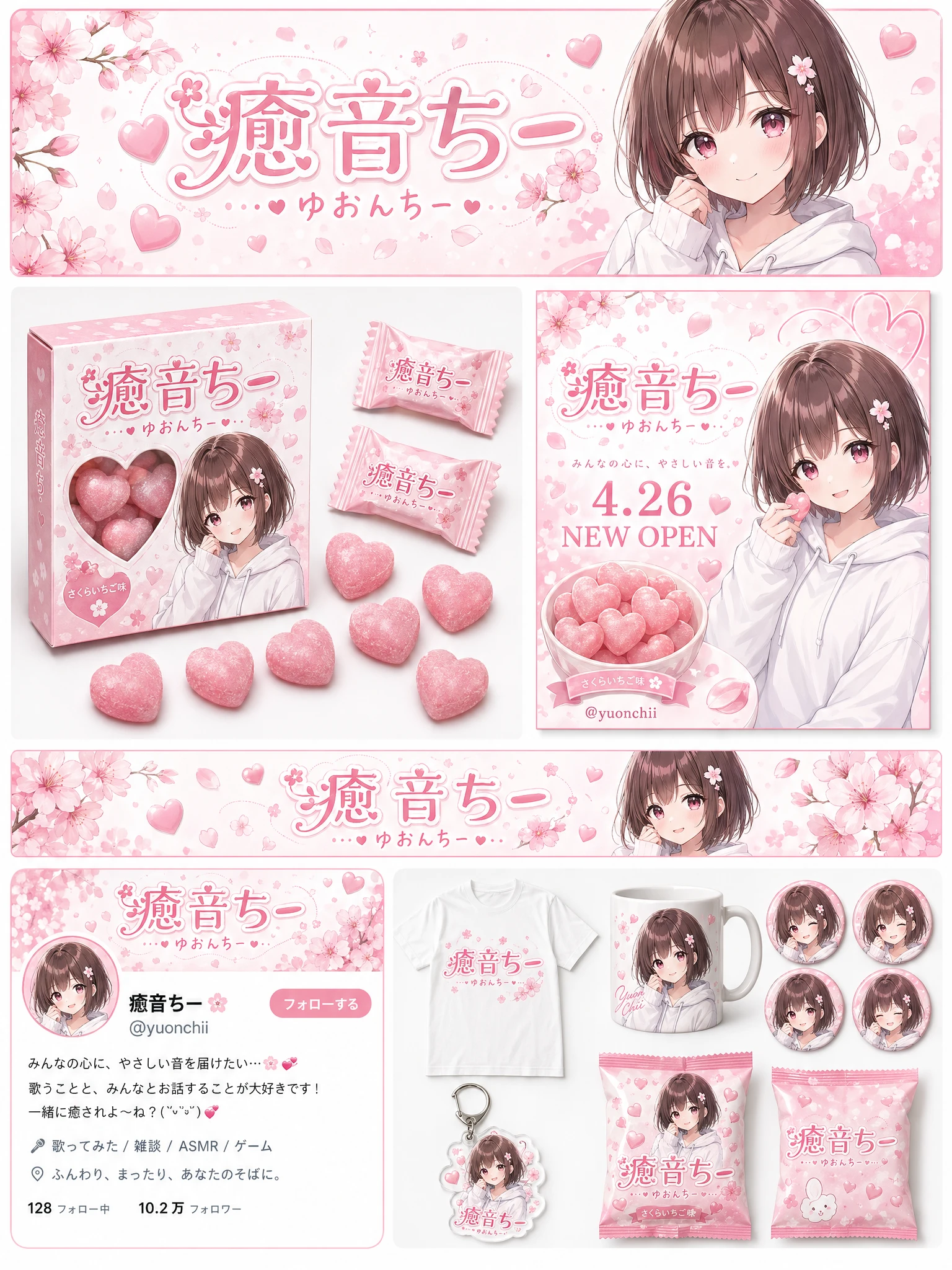 Product Marketing - Anime Character Brand Identity & Merch Board