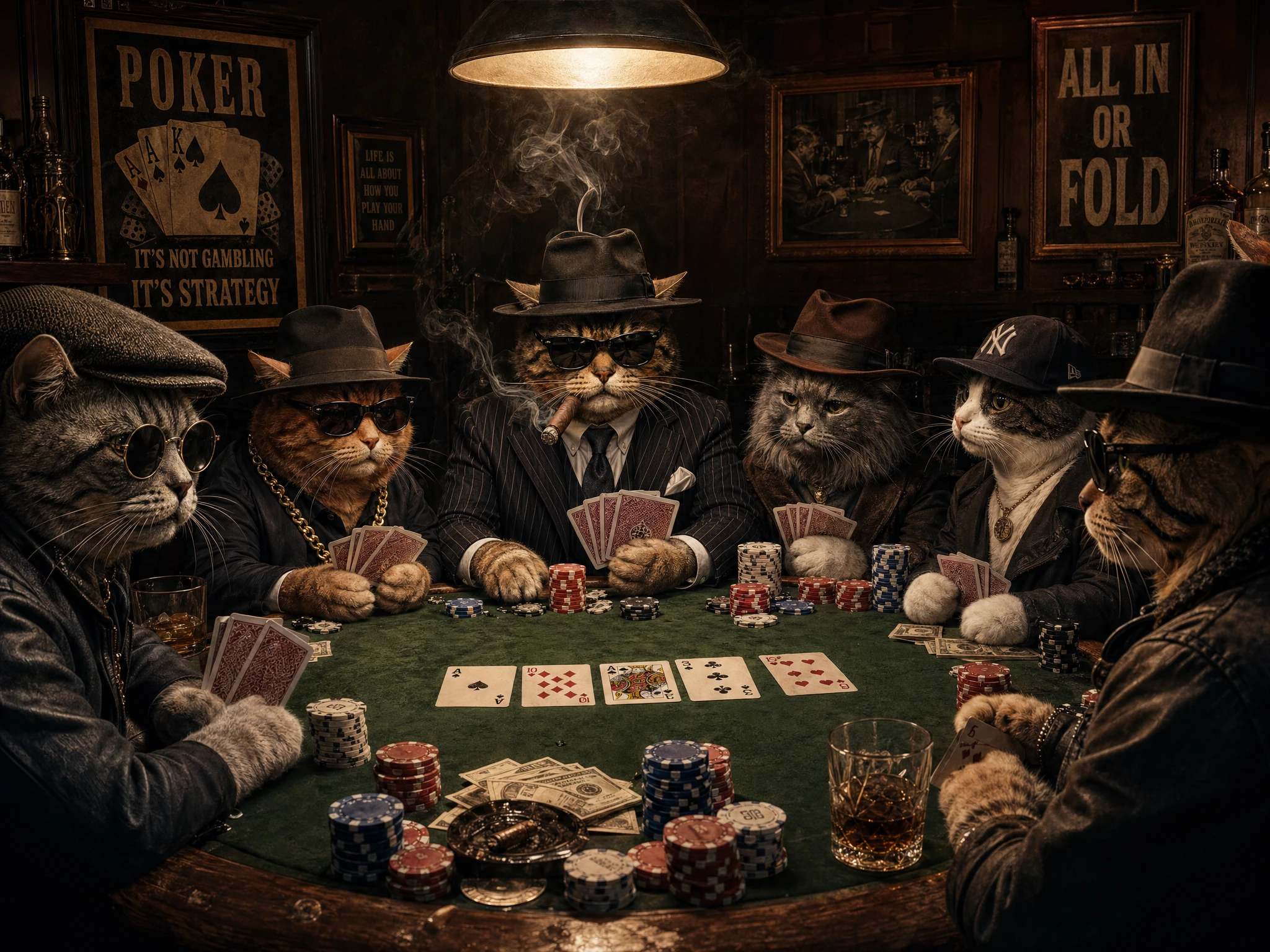 Social Media Post - Mobster Cats Playing Poker