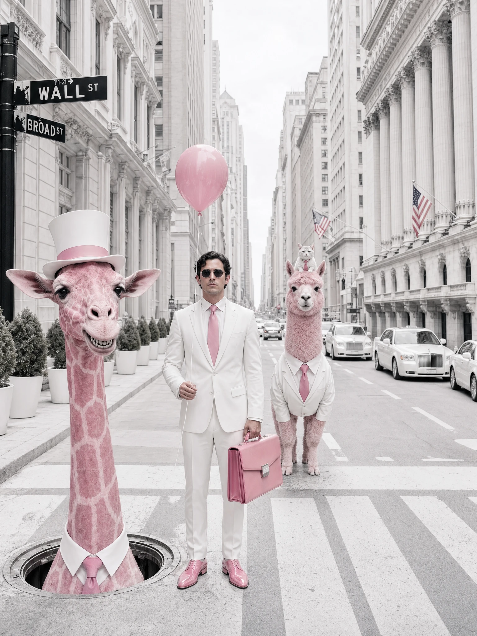 Social Media Post - Pink Surreal Wall Street Fashion Scene