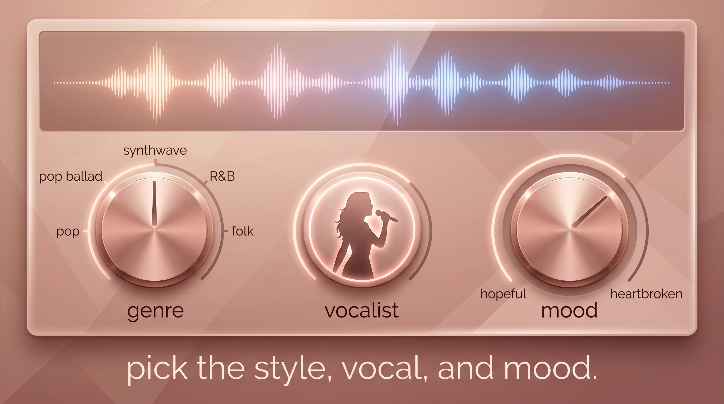 اختر الأسلوب، الصوت، والمزاج