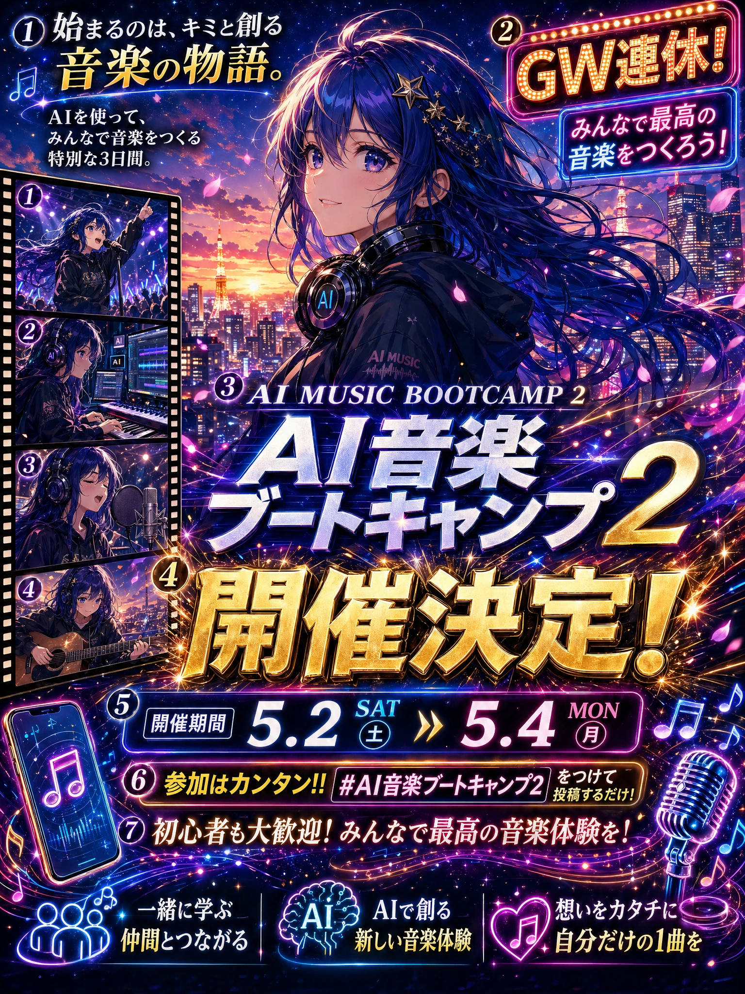 YouTube Thumbnail - Anime Music Bootcamp Promo Poster